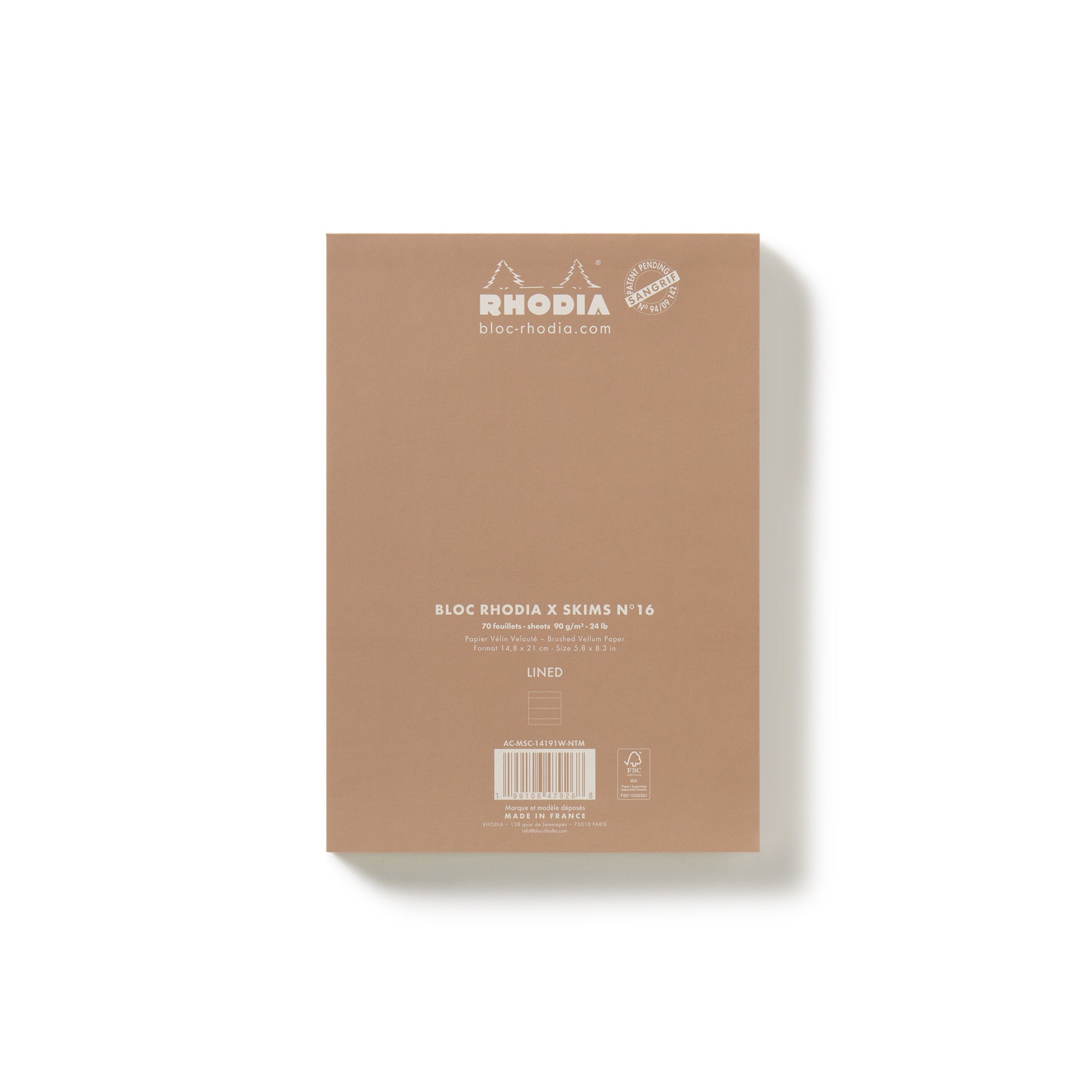 RHODIA X SKIMS NOTEPAD SET | NEUTRAL MULTI & LAYS FLAT ON A WHITE BACKGROUND | FLT