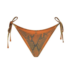 SIGNATURE SWIM DIPPED TIE BIKINI BOTTOM | FOREST OMBRE SNAKE LAYS FLAT ON A WHITE BACKGROUND | FLT