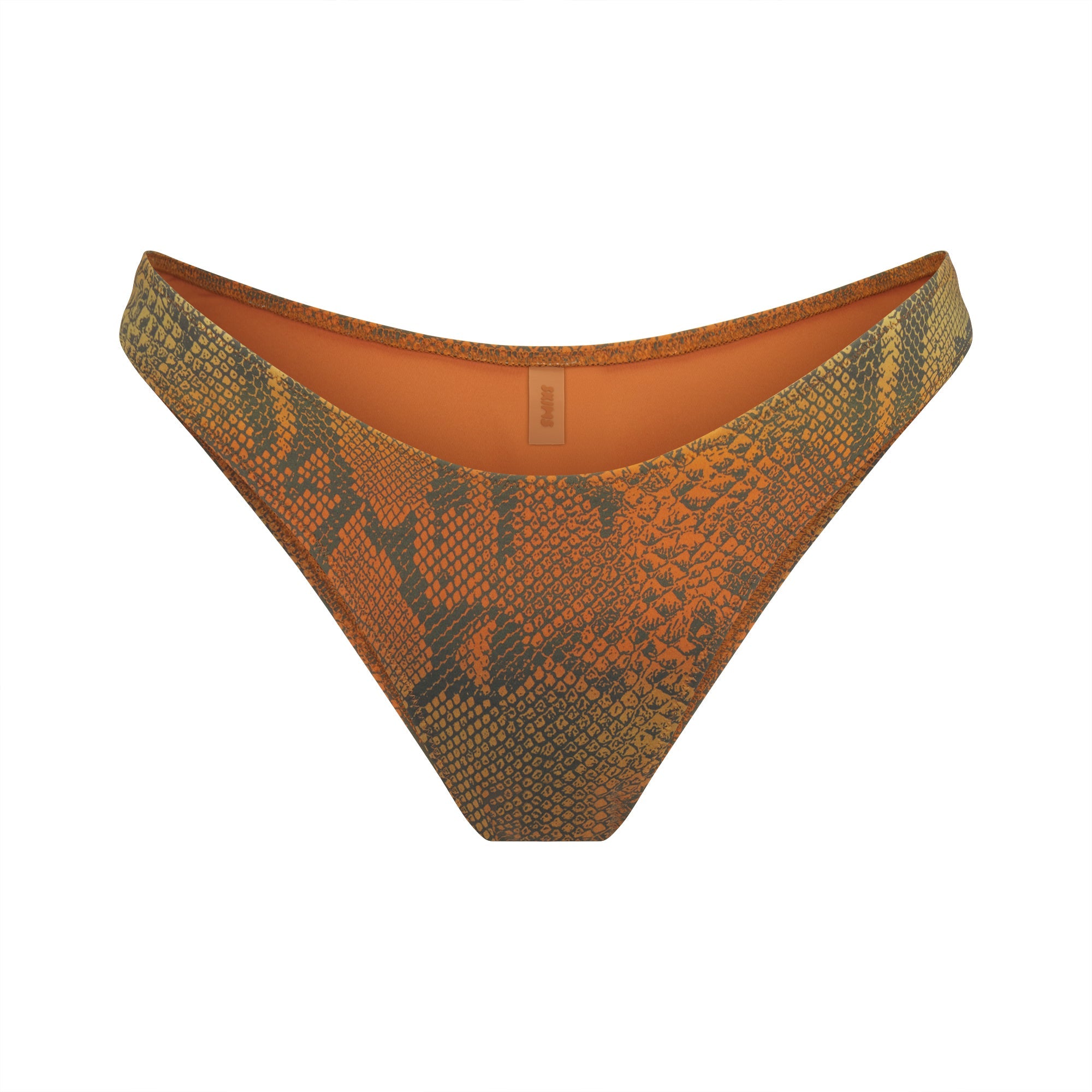 SIGNATURE SWIM TANGA BIKINI BOTTOM | FOREST OMBRE SNAKE LAYS FLAT ON A WHITE BACKGROUND | FLT