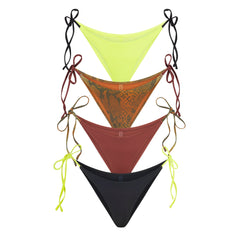 SIGNATURE SWIM DIPPED TIE BIKINI BOTTOM 4-PACK | OMBRE SNAKE MULTI LAYS FLAT ON A WHITE BACKGROUND  | FLT