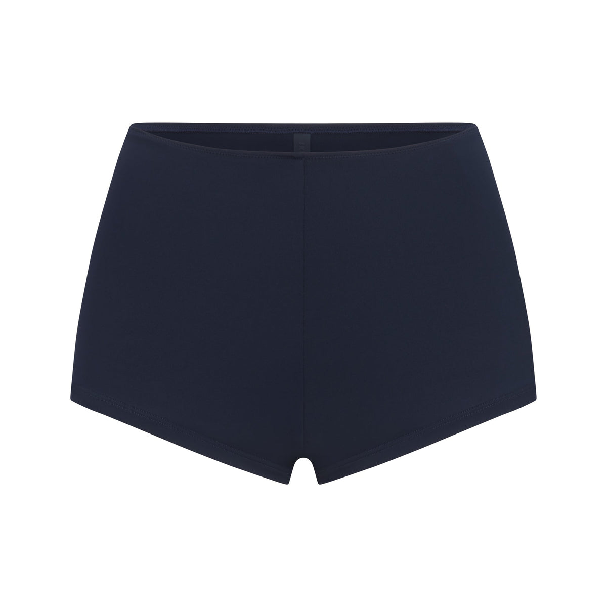 SIGNATURE SWIM SHORT BIKINI BOTTOM | NAVY LAYS FLAT ON A WHITE BACKGROUND | FLT 