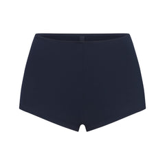 SIGNATURE SWIM SHORT BIKINI BOTTOM | NAVY LAYS FLAT ON A WHITE BACKGROUND | FLT 