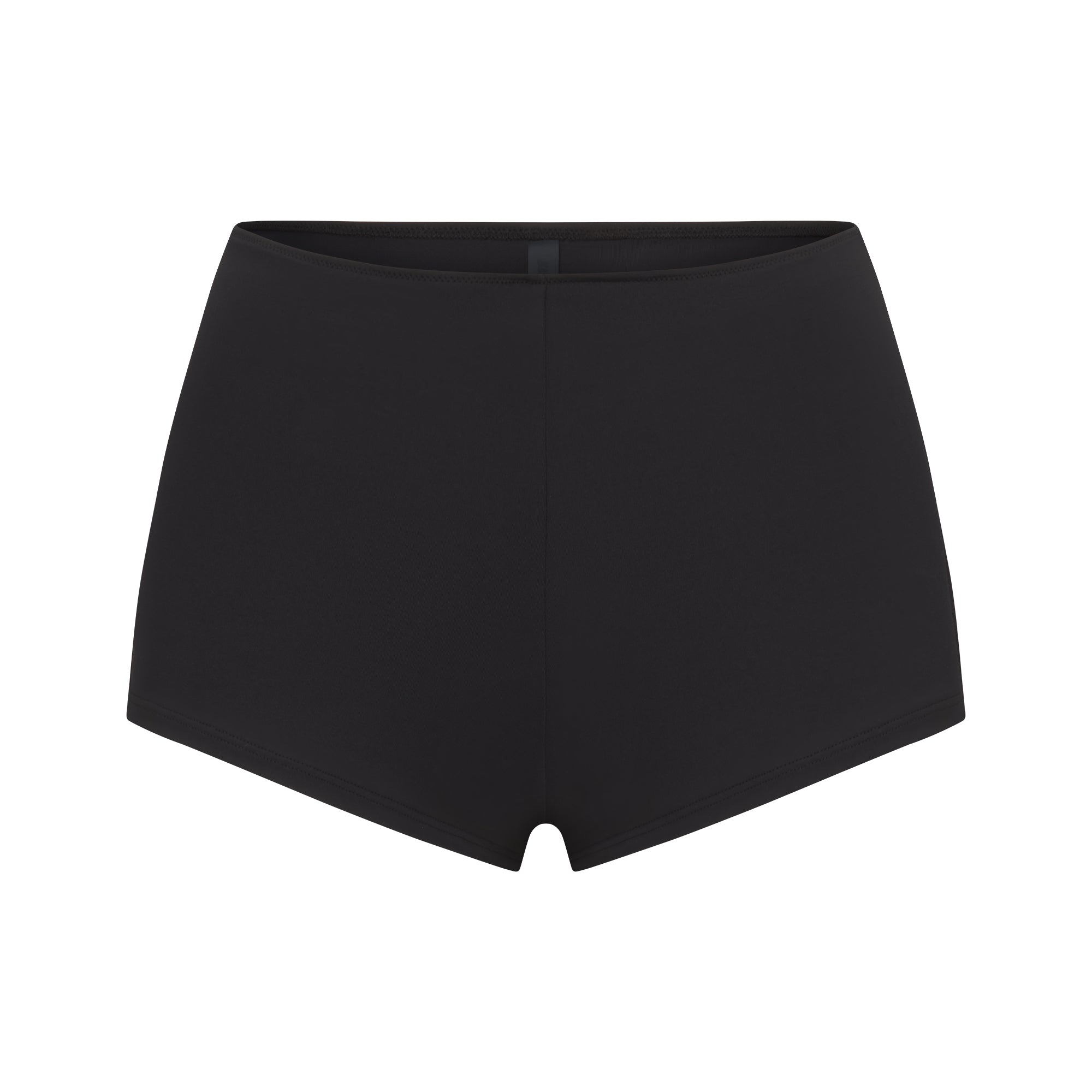SIGNATURE SWIM SHORT BIKINI BOTTOM | ONYX LAYS FLAT ON A WHITE BACKGROUND | FLT 