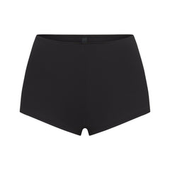 SIGNATURE SWIM SHORT BIKINI BOTTOM | ONYX LAYS FLAT ON A WHITE BACKGROUND | FLT 