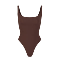 FITS EVERYBODY SQUARE NECK BODYSUIT | COCOA (BODYSUITS) LAYS FLAT ON A WHITE BACKGROUND | FLT