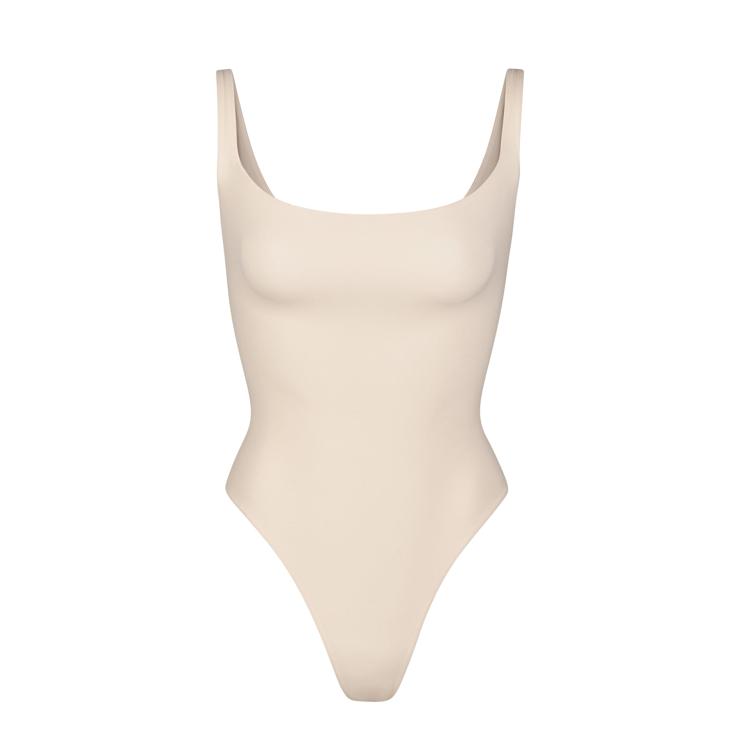 FITS EVERYBODY SQUARE NECK BODYSUIT | SAND (BODYSUITS) LAYS FLAT ON A WHITE BACKGROUND | FLT