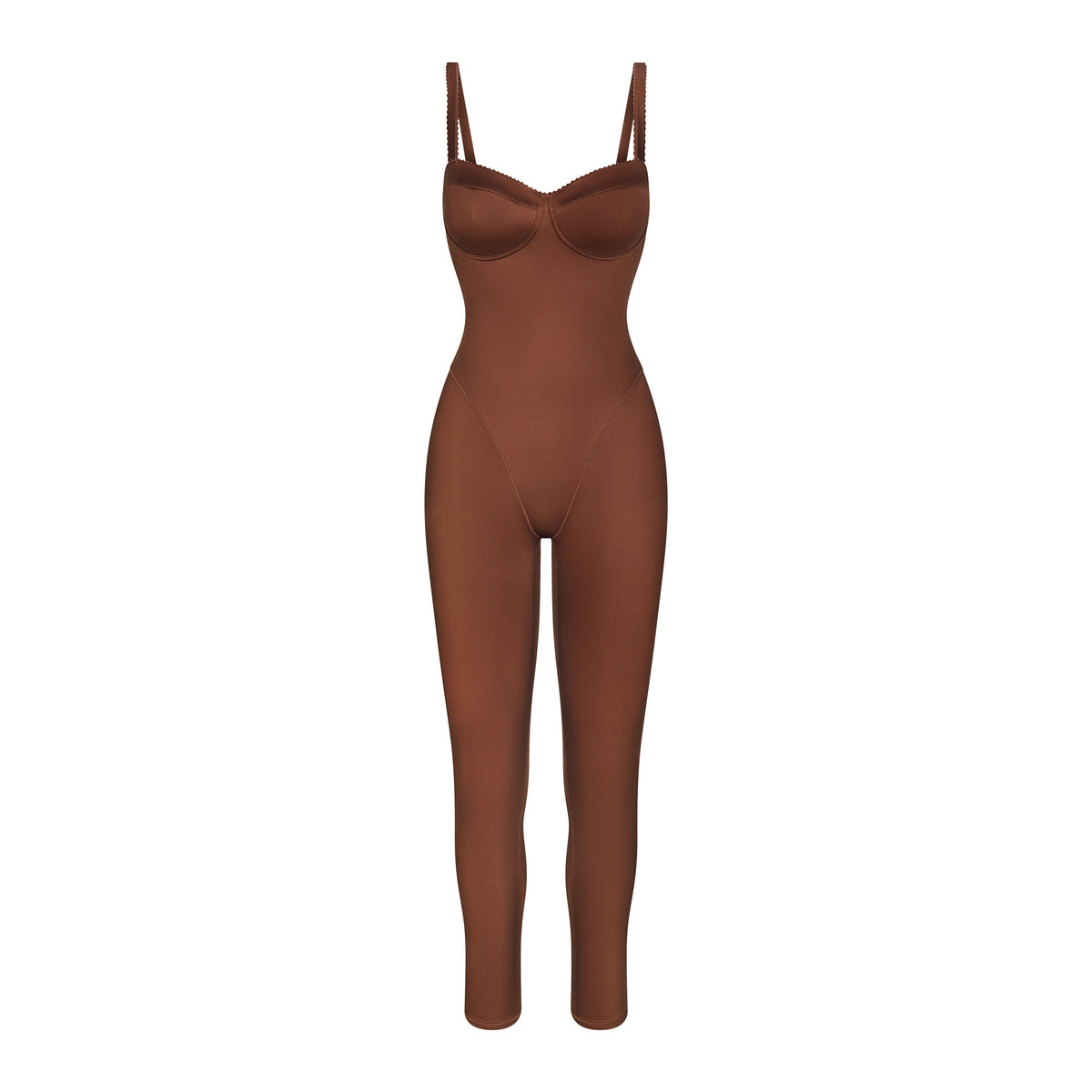 NikeSKIMS SATIN SHINE PANELED 26" ONE PIECE | CAROB BROWN