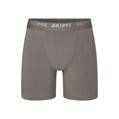 SKIMS STRETCH MENS 5" BOXER BRIEF | GUNMETAL (MENS BOXERS, MENS UNDERWEAR) LAYS FLAT ON A WHITE BACKGROUND | FLT
