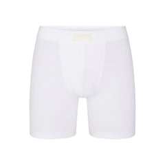 SKIMS COTTON MENS 5" BOXER BRIEF | CHALK (MENS BOXERS, MENS UNDERWEAR) LAYS FLAT ON A WHITE BACKGROUND | FLT