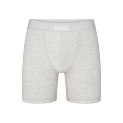 SKIMS COTTON MENS 5" BOXER BRIEF | LIGHT HEATHER GREY (MENS BOXERS, MENS UNDERWEAR) LAYS FLAT ON A WHITE BACKGROUND | FLT