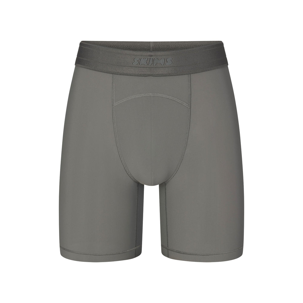 SKIMS SPORT MENS 7" BOXER BRIEF | GUNMETAL (MENS BOXERS, MENS UNDERWEAR) LAYS FLAT ON A WHITE BACKGROUND | FLT