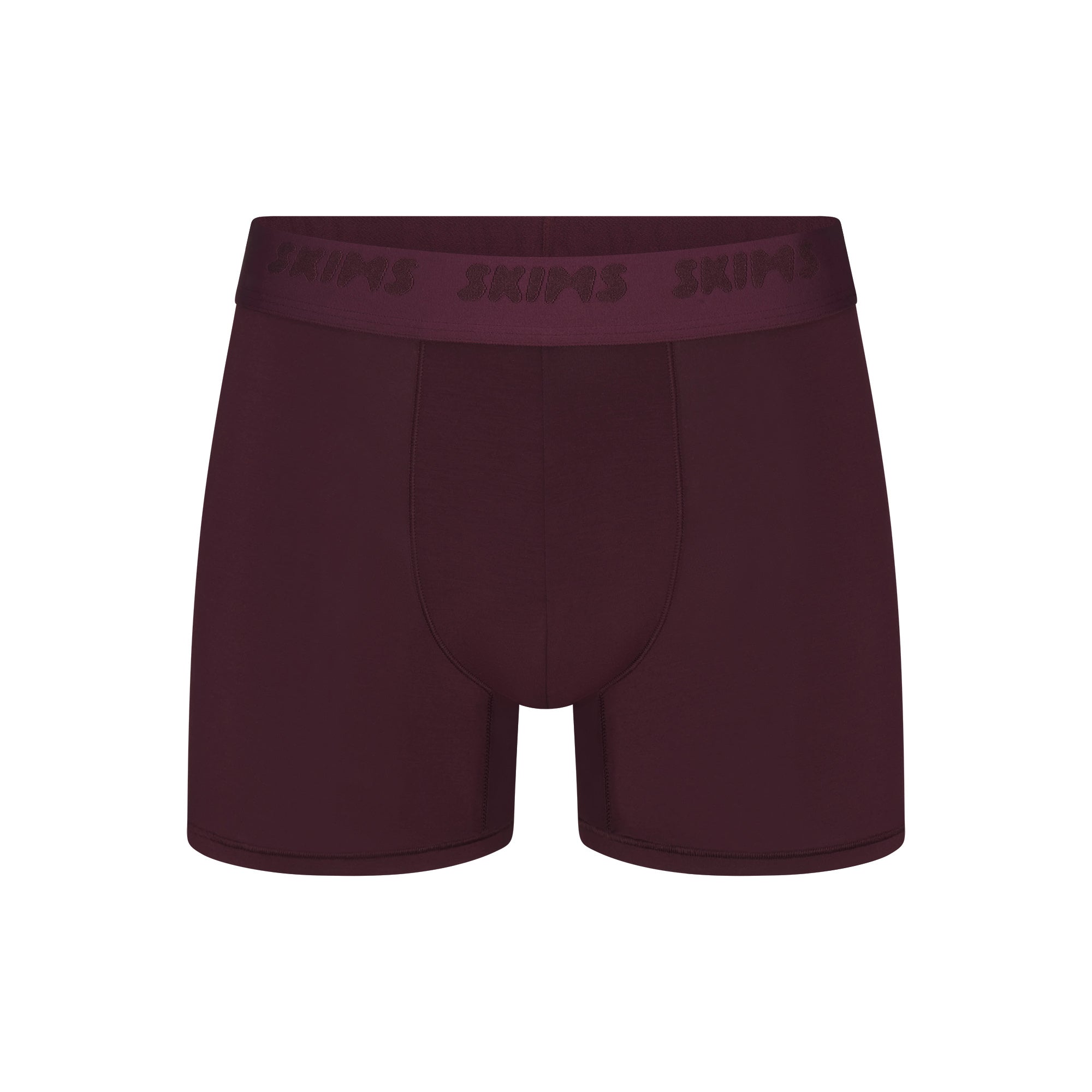 SKIMS STRETCH MENS 3" BOXER BRIEF | CURRANT FLAT ON A WHITE BACKGROUND | FLT