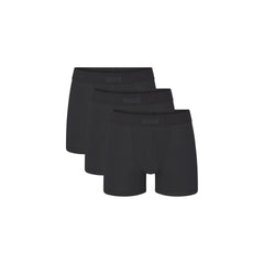 SKIMS COTTON MENS 3" BOXER BRIEF 3-PACK | ONYX (MENS BOXERS, MENS UNDERWEAR) LAYS FLAT ON A WHITE BACKGROUND | FLT  | FOCUS: 0.0, 1.0, 0.9