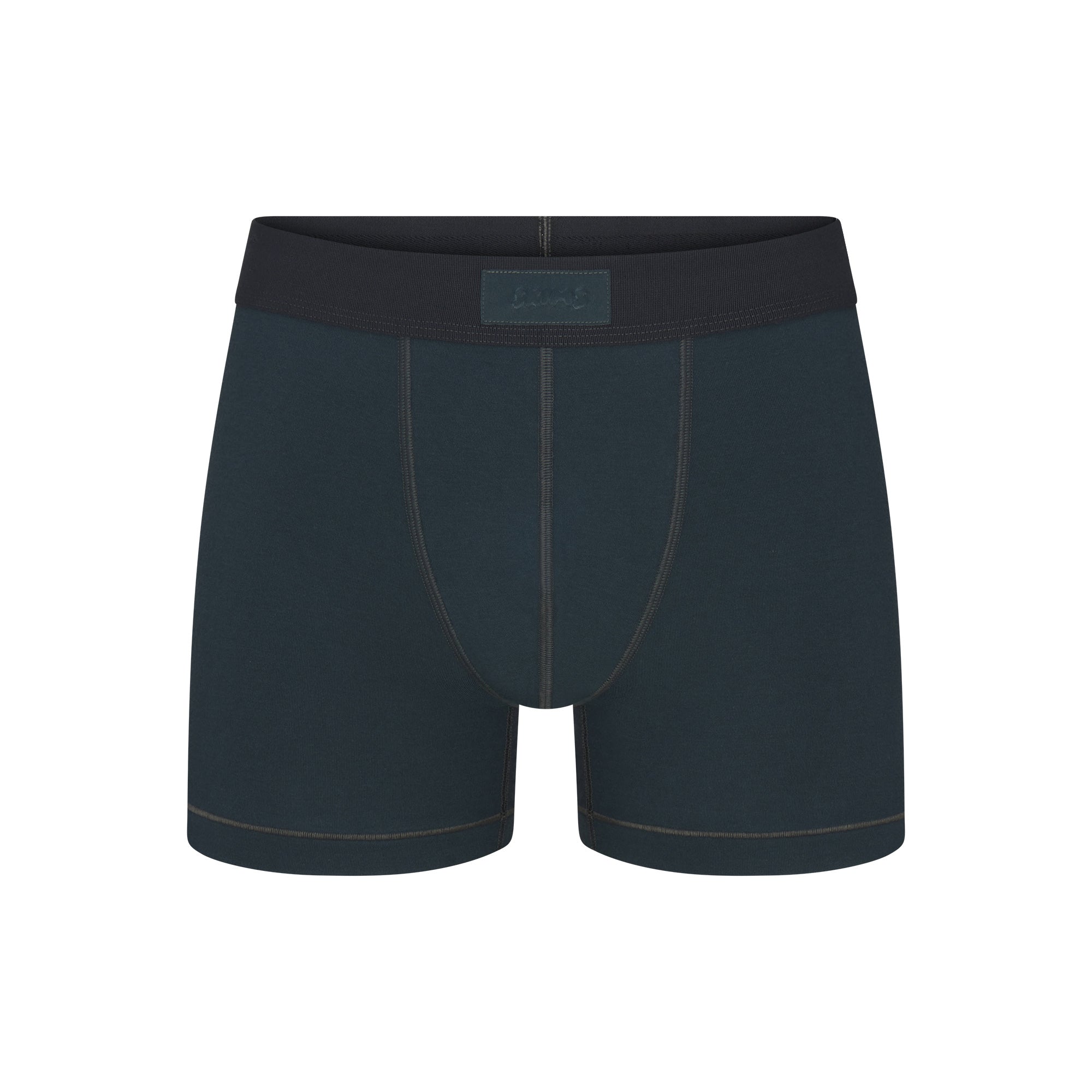 SKIMS COTTON MENS 3" BOXER BRIEF | VERDANT FLAT ON A WHITE BACKGROUND | FLT