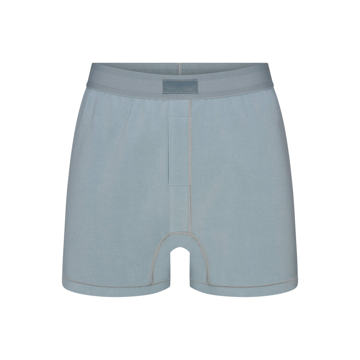 SKIMS COTTON MENS KNIT BOXER | SKY FLAT ON A WHITE BACKGROUND | FLT