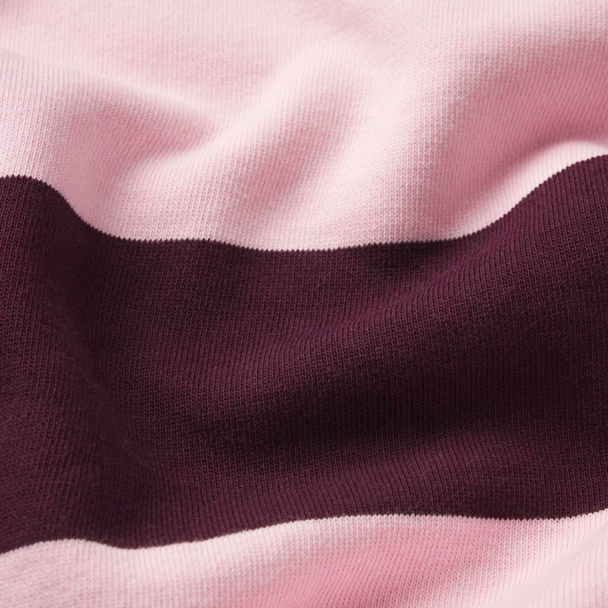 BOYFRIEND FLEECE OVERSIZED POLO | CURRANT RUGBY STRIPE ON A MODEL | FOCUS: 0.0, 1.0, 0.9