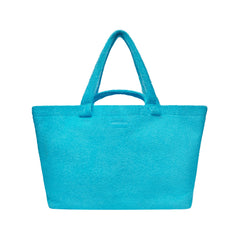 TERRY JUMBO TOTE | CYAN LAYS FLAT ON A WHITE BACKGROUND | FLT