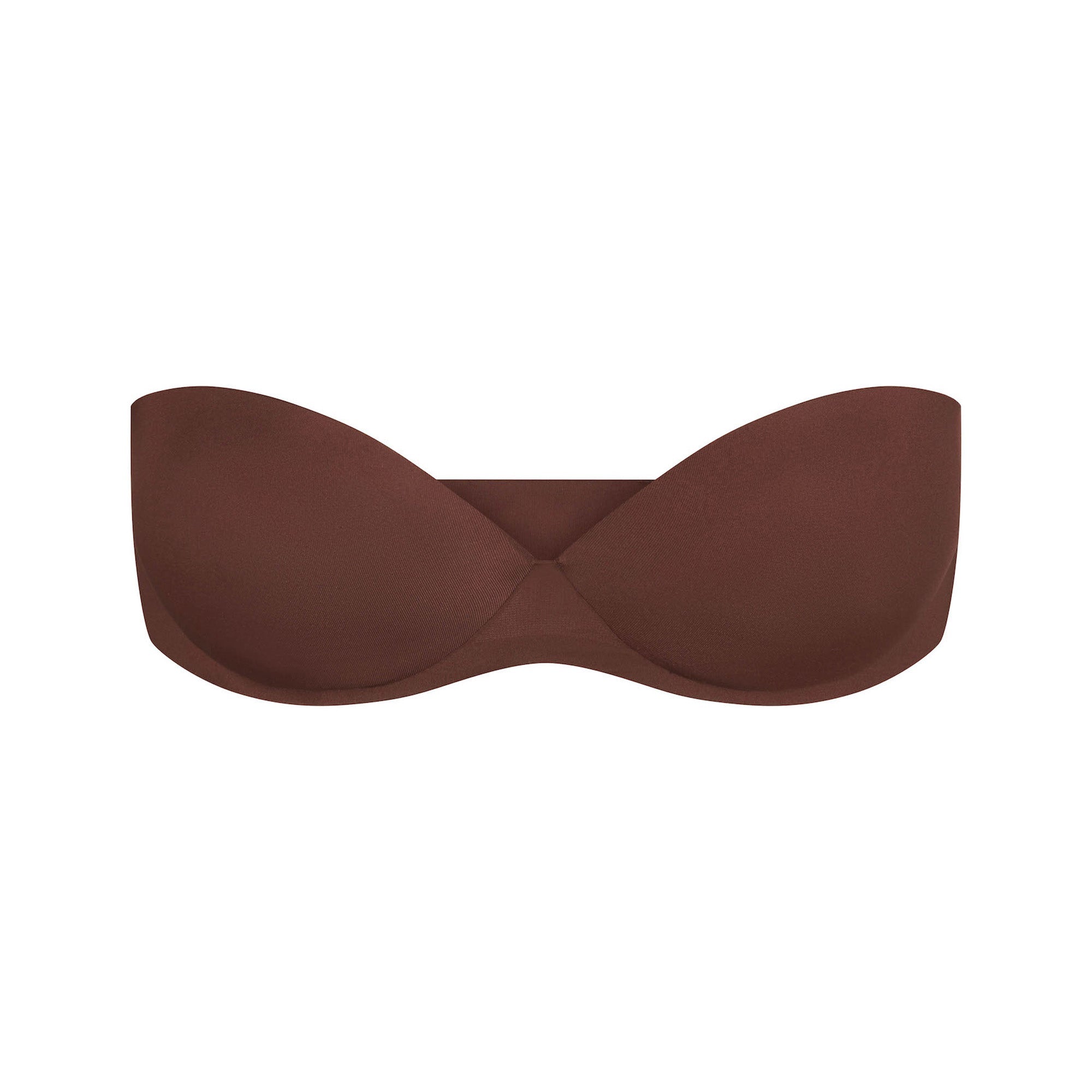 SKIMS ULTIMATE BRA STRAPLESS PUSH-UP BRA | COCOA (PUSH-UP BRAS) LAYS FLAT ON A WHITE BACKGROUND | FLT