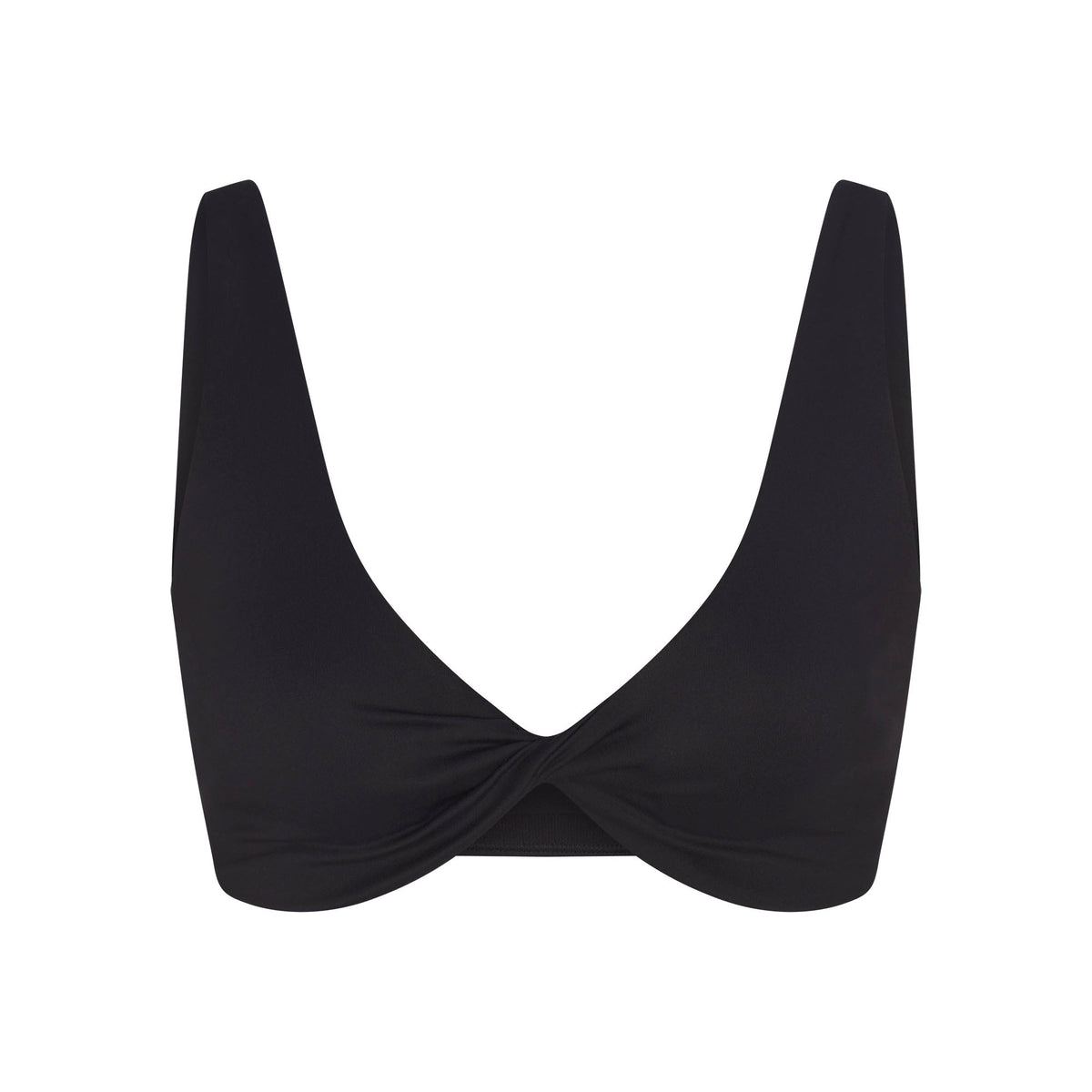NikeSKIMS MATTE TWIST-FRONT BRA | OBSIDIAN FLAT ON A WHITE BACKGROUND | FLT