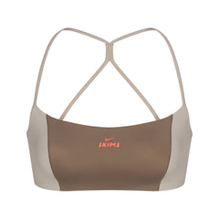 NikeSKIMS SHINE MICRO SCOOP BRA | TRUFFLE AND STONE FLAT ON A WHITE BACKGROUND | FLT