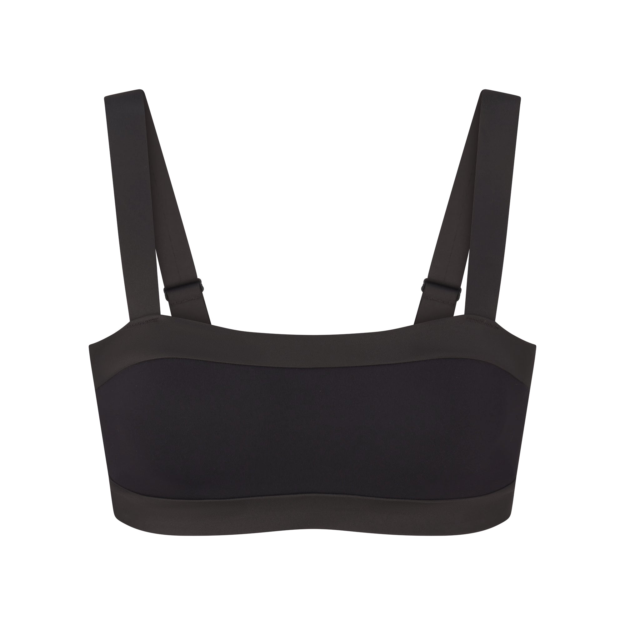 NikeSKIMS MATTE AND SHINE STRAIGHT NECK BRA | OBSIDIAN/IGNEOUS FLAT ON A WHITE BACKGROUND | FLT