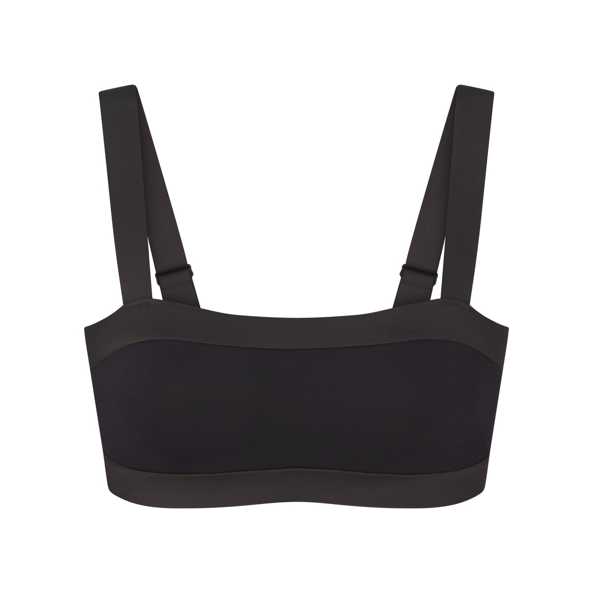 NikeSKIMS MATTE AND SHINE STRAIGHT NECK BRA | OBSIDIAN/IGNEOUS FLAT ON A WHITE BACKGROUND | FLT