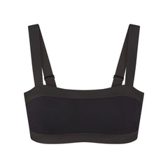 NikeSKIMS MATTE AND SHINE STRAIGHT NECK BRA | OBSIDIAN/IGNEOUS FLAT ON A WHITE BACKGROUND | FLT