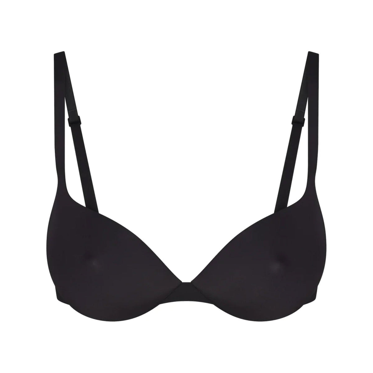 SKIMS ULTIMATE BRA NIPPLE PUSH-UP BRA | ONYX (PLUNGE BRAS) LAYS FLAT ON A WHITE BACKGROUND | FLT