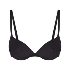 SKIMS ULTIMATE BRA NIPPLE PUSH-UP BRA | ONYX (PLUNGE BRAS) LAYS FLAT ON A WHITE BACKGROUND | FLT