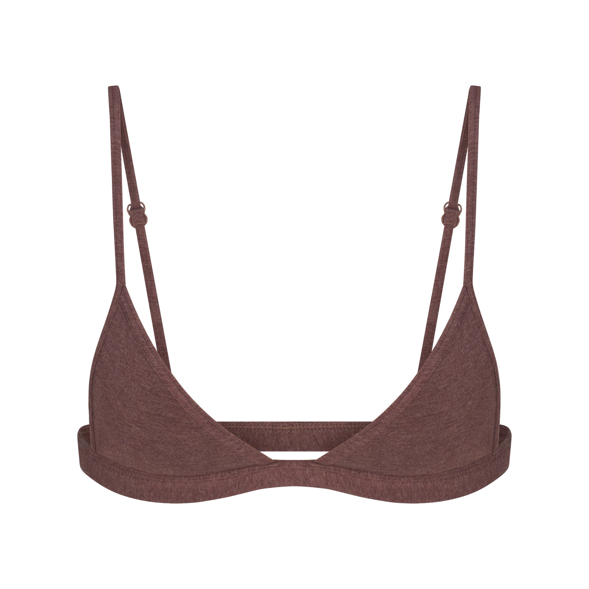 EVERYDAY COTTON TRIANGLE BRALETTE | COCOA HEATHER FLAT ON A WHITE BACKGROUND | FLT