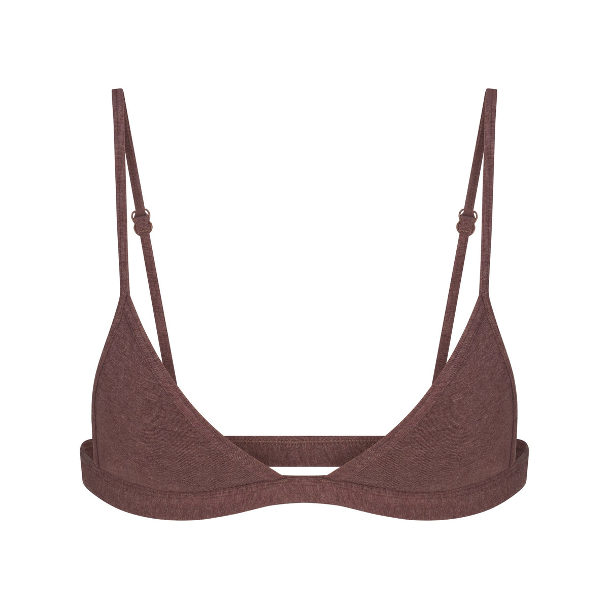 EVERYDAY COTTON TRIANGLE BRALETTE | COCOA HEATHER FLAT ON A WHITE BACKGROUND | FLT