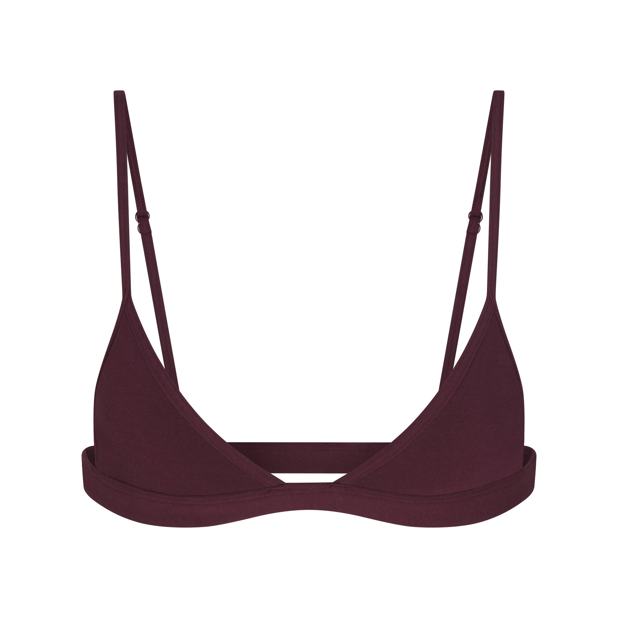 EVERYDAY COTTON TRIANGLE BRALETTE | CURRANT FLAT ON A WHITE BACKGROUND | FLT