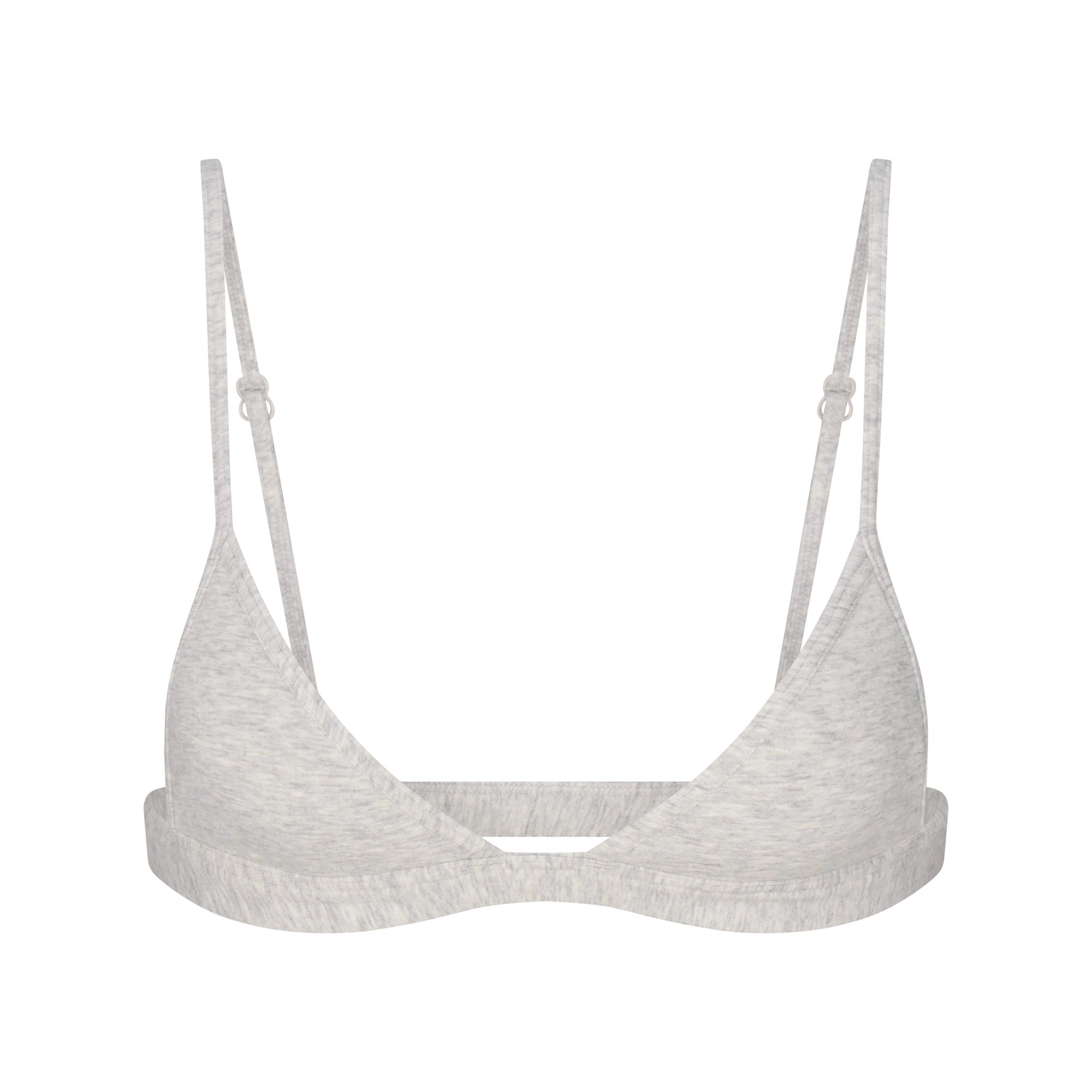 EVERYDAY COTTON TRIANGLE BRALETTE | LIGHT HEATHER GREY FLAT ON A WHITE BACKGROUND | FLT