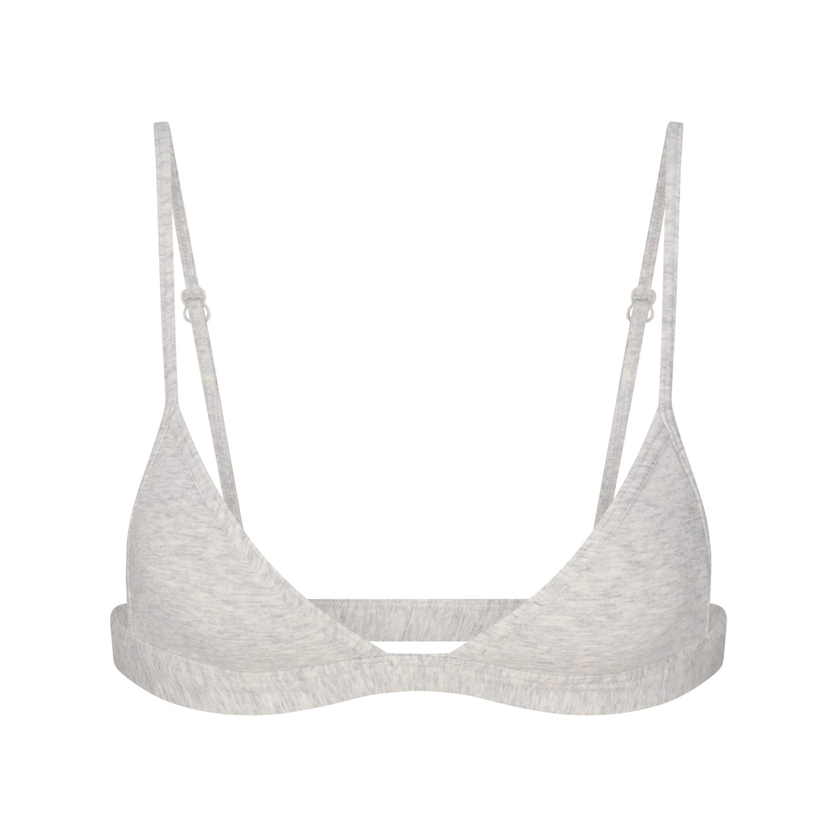 EVERYDAY COTTON TRIANGLE BRALETTE | LIGHT HEATHER GREY FLAT ON A WHITE BACKGROUND | FLT