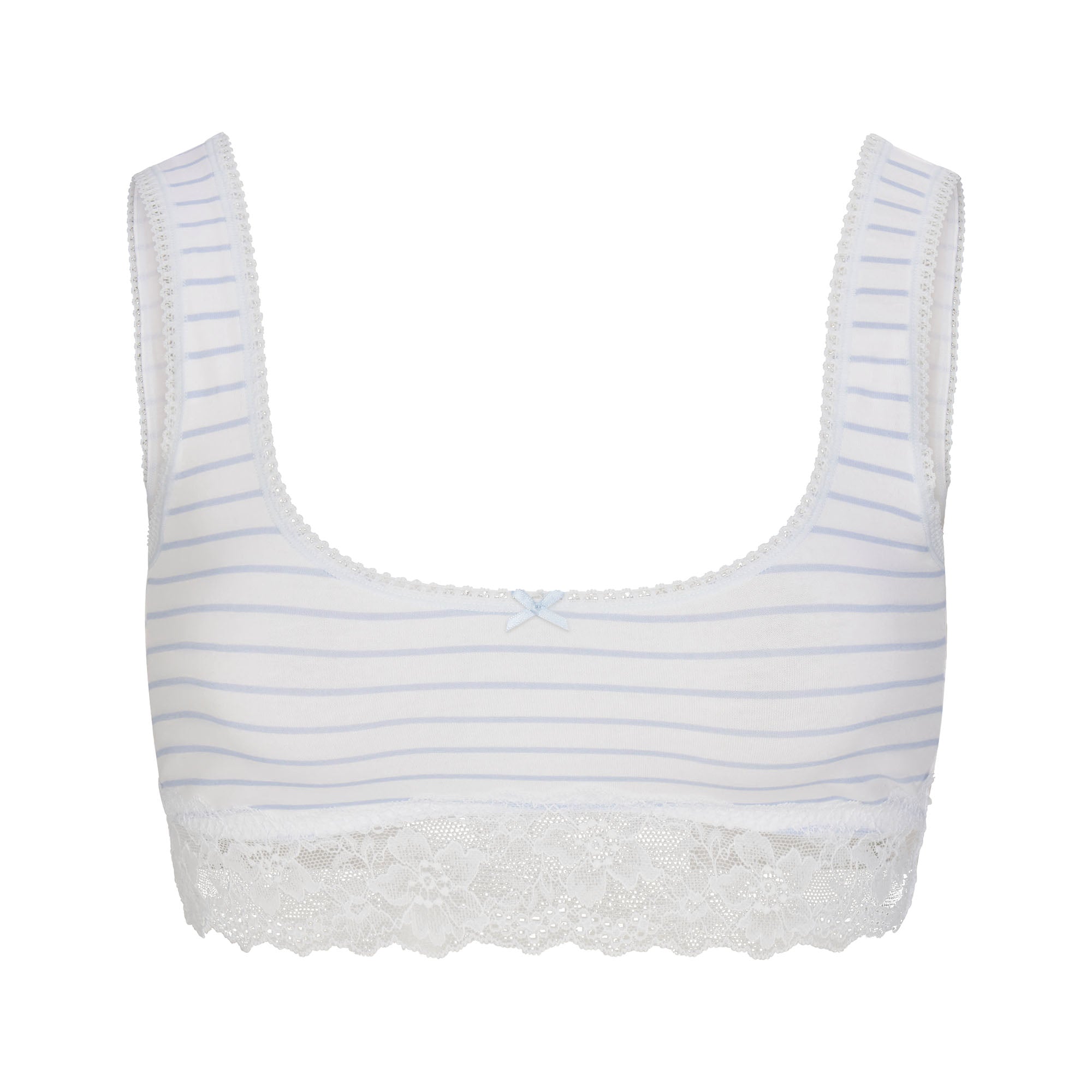 LIGHTWEIGHT COTTON LACE SCOOP BRALETTE | AIRSPACE LAGUNA STRIPE FLAT ON A WHITE BACKGROUND | FLT