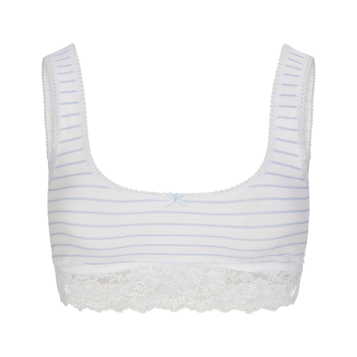 LIGHTWEIGHT COTTON LACE SCOOP BRALETTE | AIRSPACE LAGUNA STRIPE FLAT ON A WHITE BACKGROUND | FLT