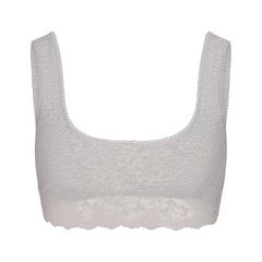 LIGHTWEIGHT COTTON LACE SCOOP BRALETTE | LIGHT HEATHER GREY FLAT ON A WHITE BACKGROUND | FLT