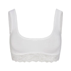 LIGHTWEIGHT COTTON LACE SCOOP BRALETTE | SNOW FLAT ON A WHITE BACKGROUND | FLT