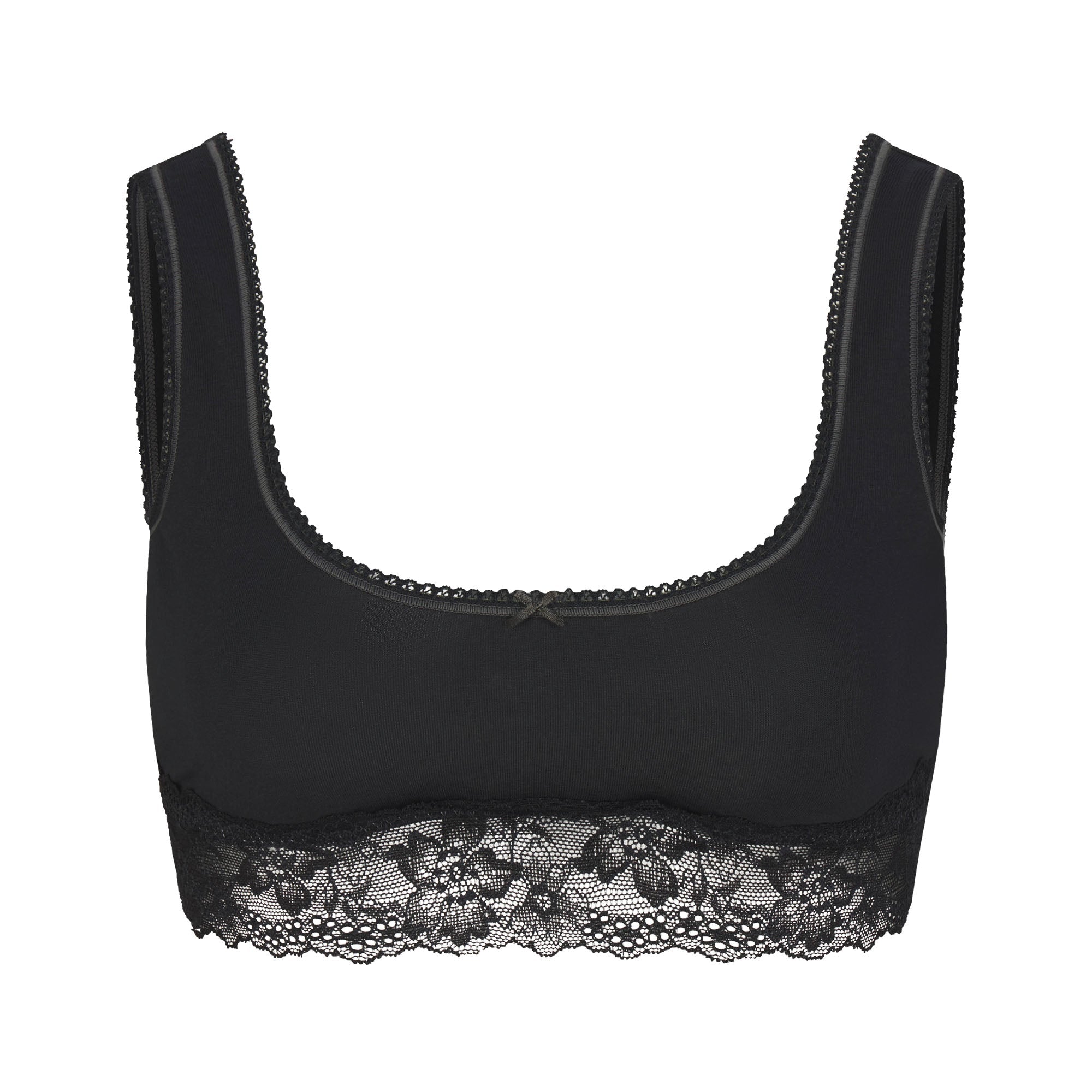 LIGHTWEIGHT COTTON LACE SCOOP BRALETTE | SOOT TONAL FLAT ON A WHITE BACKGROUND | FLT