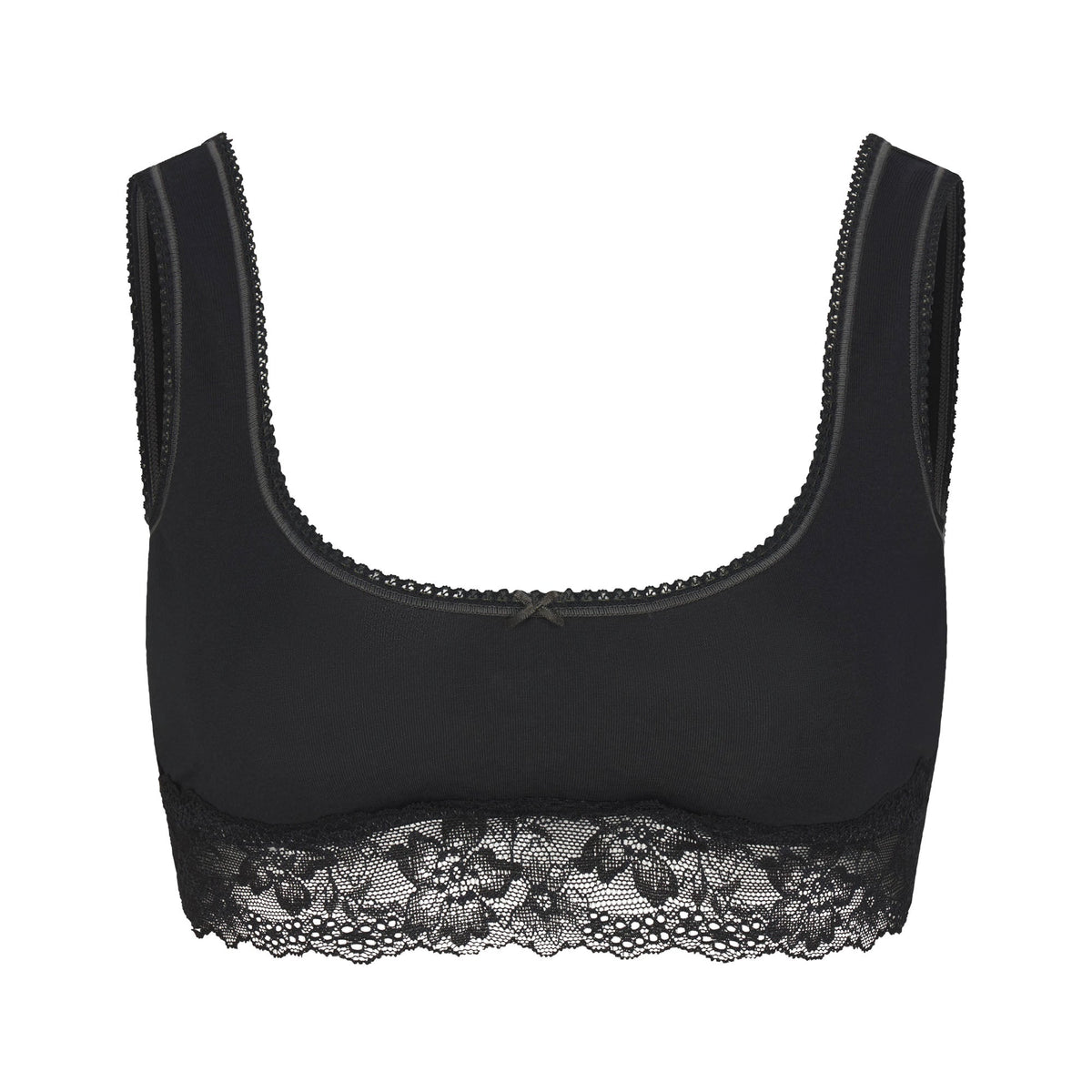 LIGHTWEIGHT COTTON LACE SCOOP BRALETTE | SOOT TONAL FLAT ON A WHITE BACKGROUND | FLT