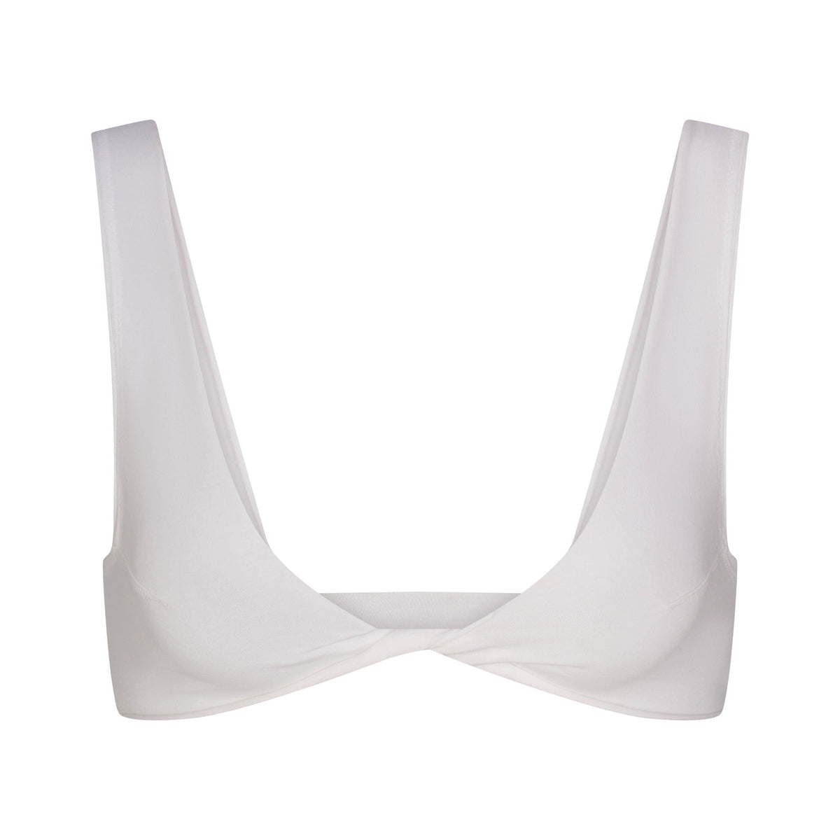 RAW EDGE COTTON MICRO PLUNGE BRALETTE | SNOW FLAT ON A WHITE BACKGROUND | FLT