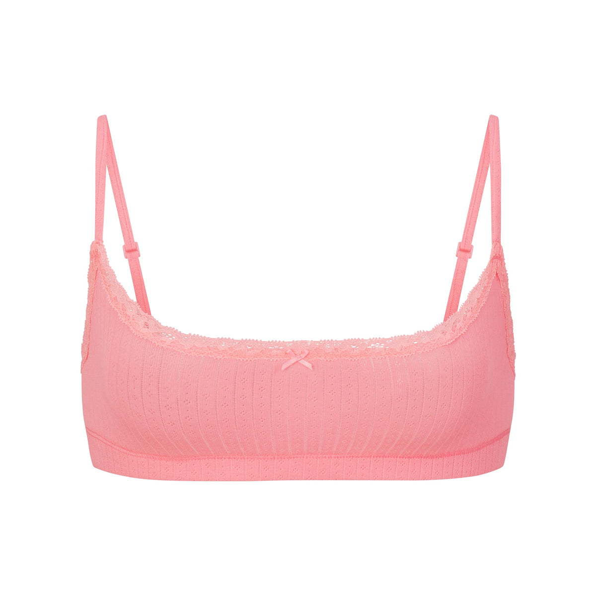 LIGHTWEIGHT COTTON POINTELLE SCOOP BRALETTE | MELON TONAL FLAT ON A WHITE BACKGROUND | FLT