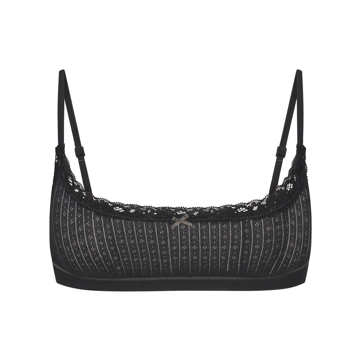 LIGHTWEIGHT COTTON POINTELLE SCOOP BRALETTE | SOOT TONAL FLAT ON A WHITE BACKGROUND | FLT