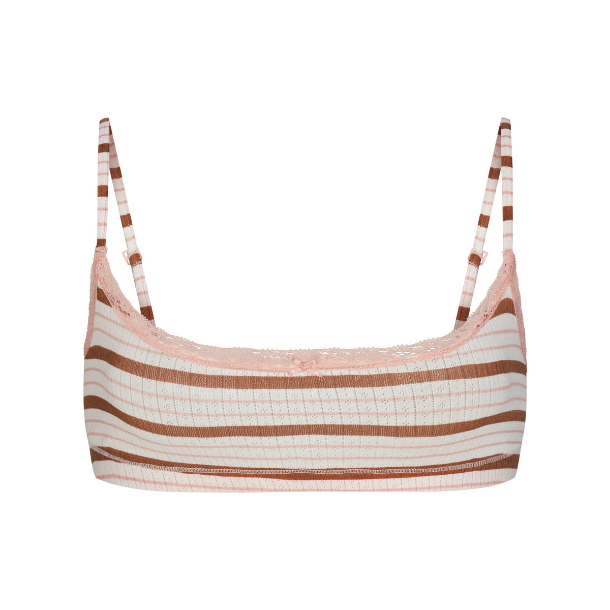 LIGHTWEIGHT COTTON POINTELLE SCOOP BRALETTE | VILLA EGRET RUNWAY STRIPE & LAYS FLAT ON A WHITE BACKGROUND | FLT