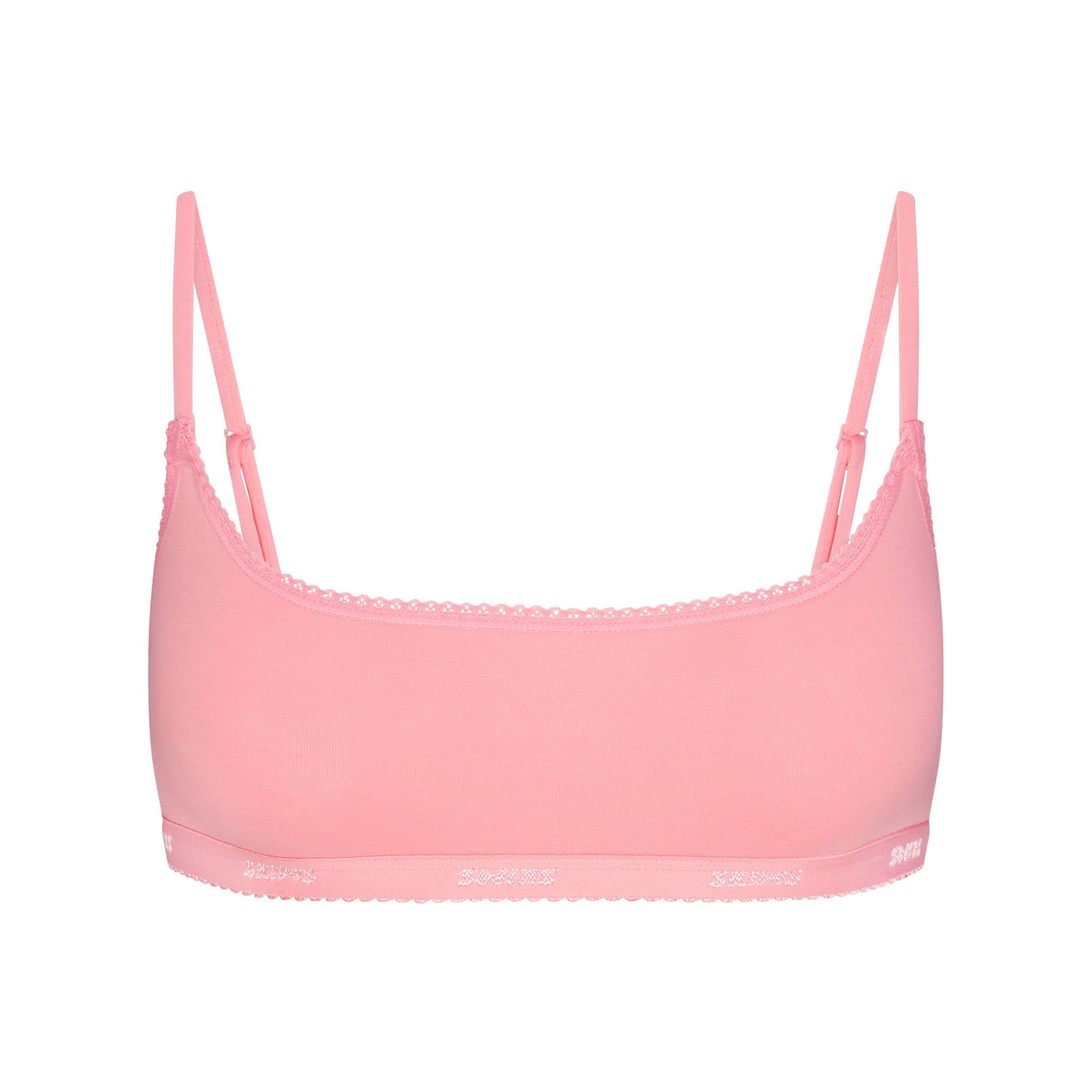LIGHTWEIGHT COTTON LOGO PICOT SCOOP BRALETTE | MELON TONAL FLAT ON A WHITE BACKGROUND | FLT