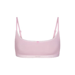 LIGHTWEIGHT COTTON LOGO PICOT SCOOP BRALETTE | PEONY FLAT ON A WHITE BACKGROUND | FLT