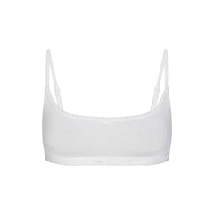 LIGHTWEIGHT COTTON LOGO PICOT SCOOP BRALETTE | SNOW FLAT ON A WHITE BACKGROUND | FLT