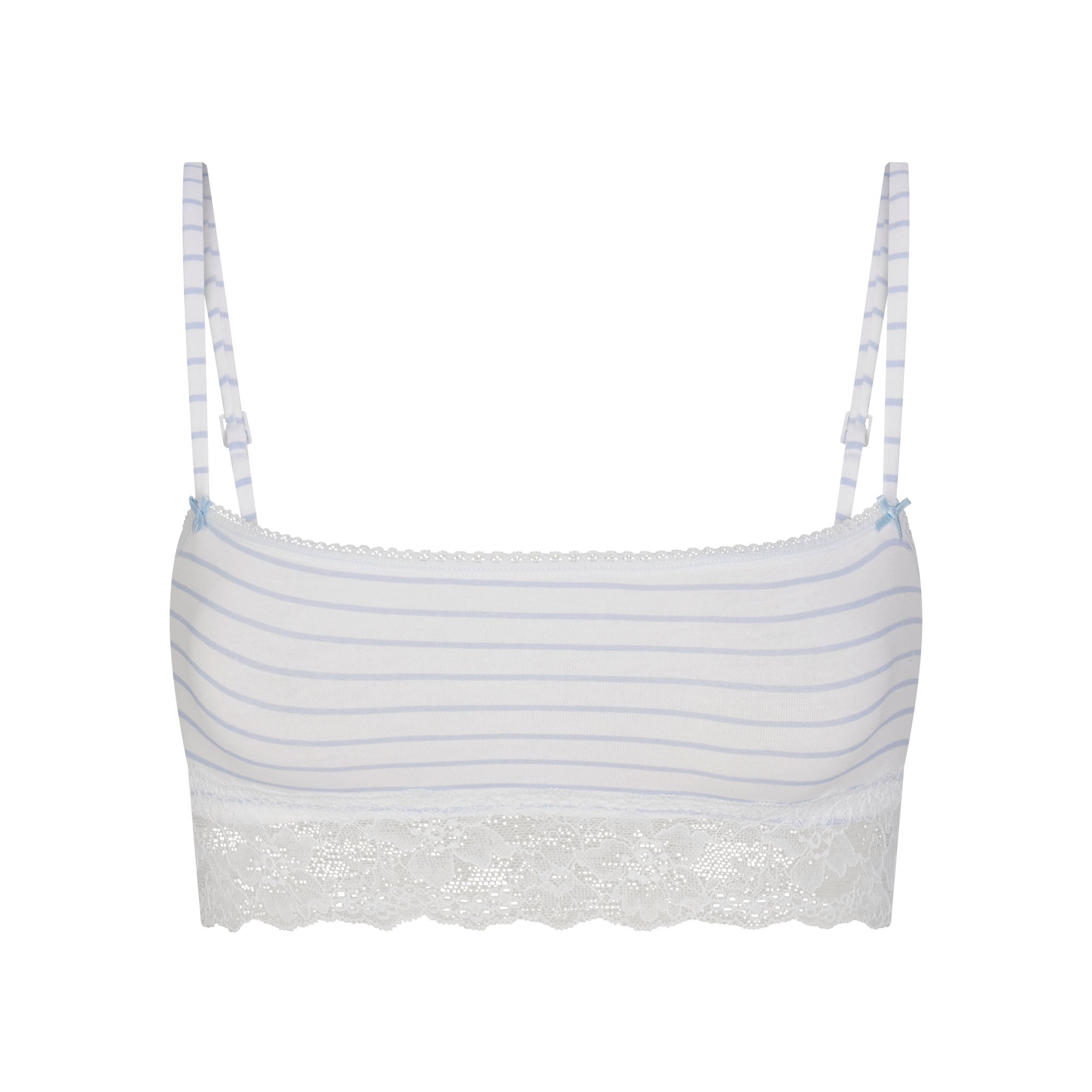 LIGHTWEIGHT COTTON STRAIGHT NECK BRALETTE | AIRSPACE LAGUNA STRIPE FLAT ON A WHITE BACKGROUND | FLT