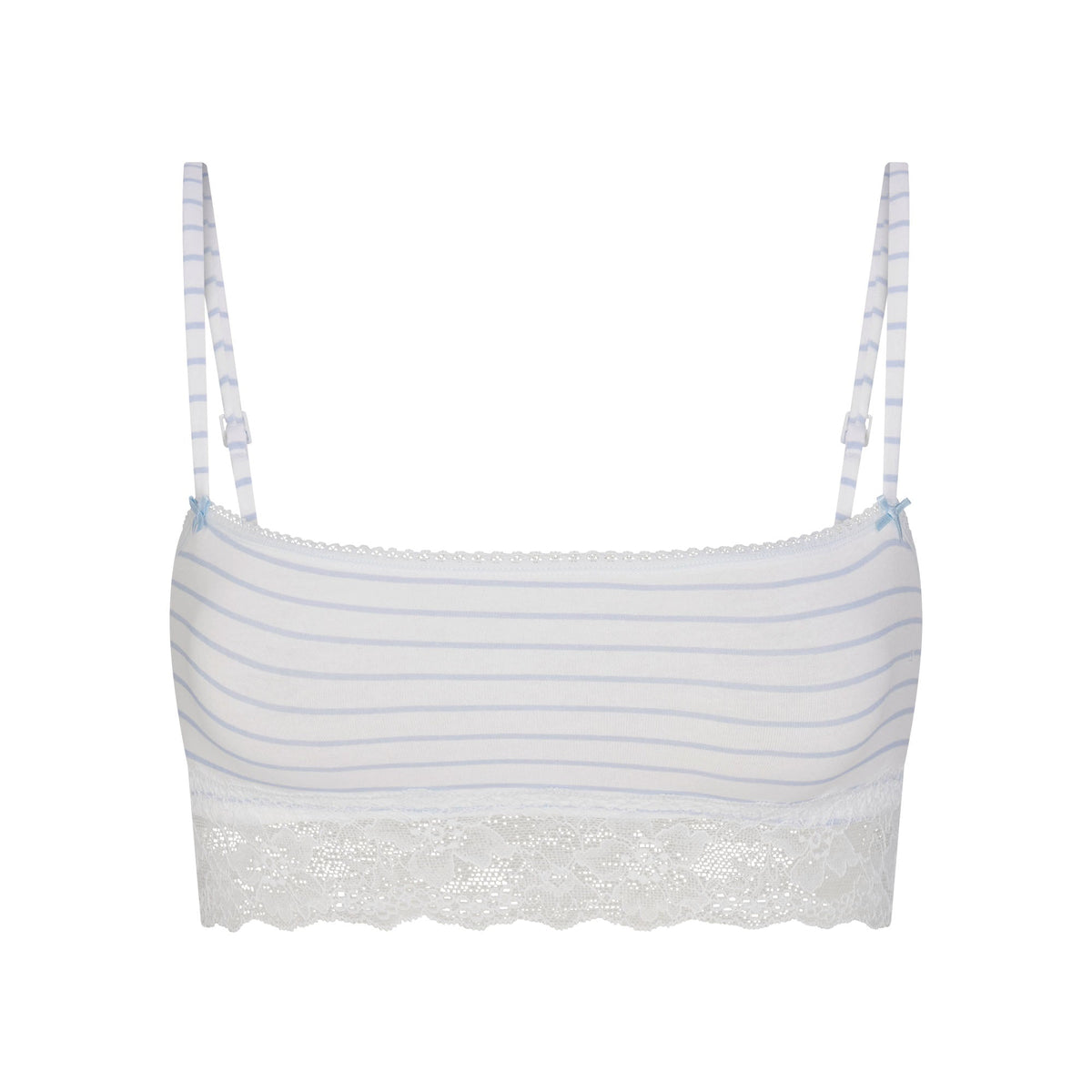 LIGHTWEIGHT COTTON STRAIGHT NECK BRALETTE | AIRSPACE LAGUNA STRIPE FLAT ON A WHITE BACKGROUND | FLT