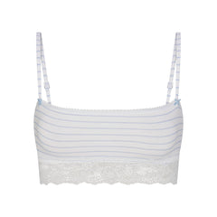 LIGHTWEIGHT COTTON STRAIGHT NECK BRALETTE | AIRSPACE LAGUNA STRIPE FLAT ON A WHITE BACKGROUND | FLT